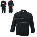 Black Chef Waiter Double-breasted Coat Uniform Long Sleeve Jacket Clothes XL