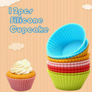 12PC Silicone Soft Cake Muffin Chocolate Cupcake Bakeware Baking Cup M I0B8 K6D9