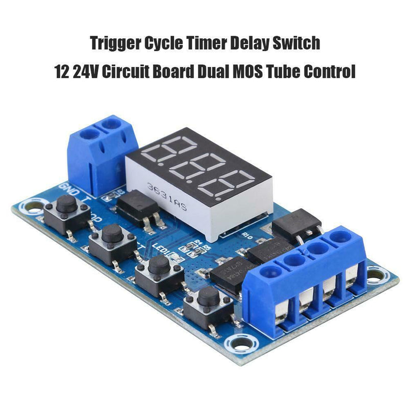 Trigger Cycle Timer Delay Switch 12 24V Circuit Board Dual MOS Tube Control