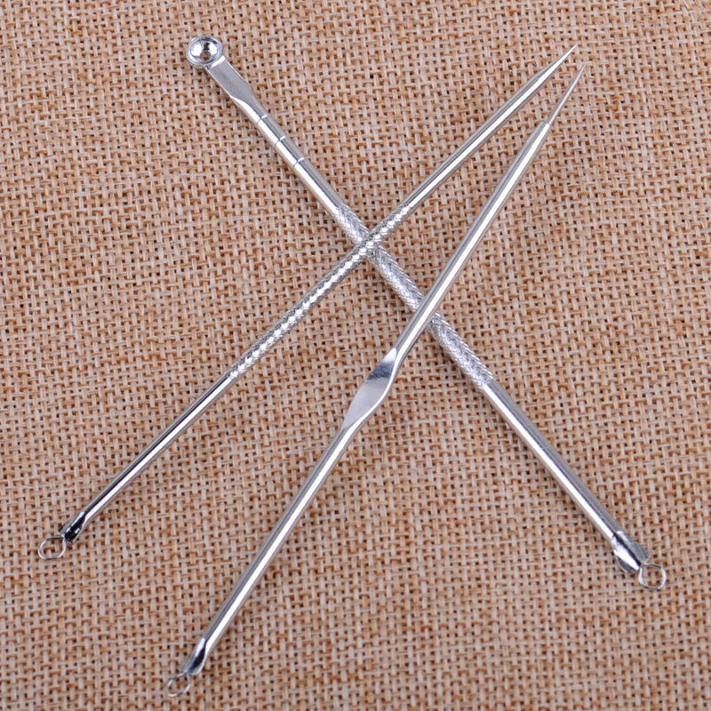 3pc Stainless Blackhead Acne Comedone Spot Extractor Remover Face Clean Tool Kit