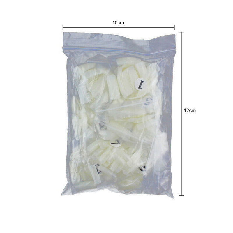 500pcs/bag Natural Flat Shape False Nail Art Tips UV Gel Manicure Tools (2) A