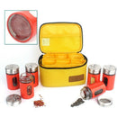6Pcs Outdoor Seasoning Bottle Set Stainless Steel Glass Bottle Camping Barb