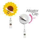 Sunflower Badge Reel Holder Accurate Stitching Strap Telescopic Retracting Clip