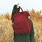 Solid Color Travel Backpacks Corduroy Women Large Top-handle Bags (Red)