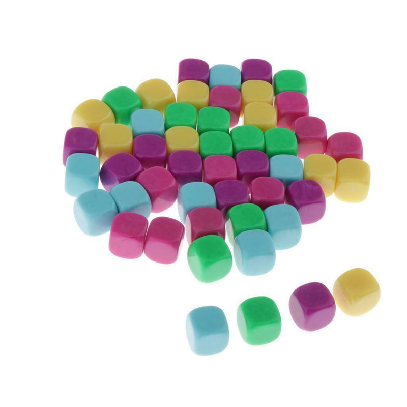 50pcs Mixed Blank Dice Cubes, 16mm Six Sided Write On Dice Blocks for Crafts,