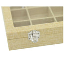 24 Grid Linen Jewelry Box Removable Jewelry Showcase Storage Rings Earrings