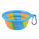Dog Silicone Bowl Folding Outdoor Portable Pet Food Feeder Dish (Blue) A