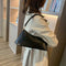 Fashion Women Handbag Purse Leather Shoulder Bag Solid Color Totes (Black)