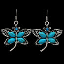 Turquoise Crystal Dragonfly Pendant Necklace Earrings Jewelry Set for Women L2A1