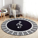 New Carpet Music Symbol Piano Key Black White Round Carpet Non-Slip Carpet