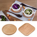 2Pcs Solid Wood Pan Plate Fruit Dishes Saucer Tea Tray Dessert Dinner Plate