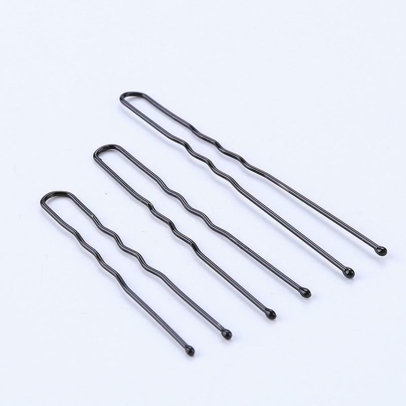 100pcs Black Waved U-Shaped Hair Bobby Pins Women Metal Hair Styling Clips