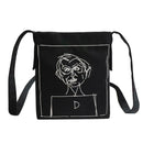 Canvas Women Shoulder Crossbody Bag Cartoon Printed Daily Handbag (Black) A