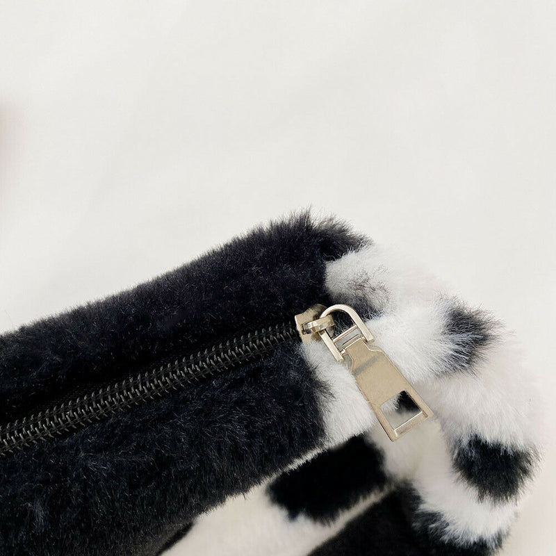 Animal Pattern Underarm Bag Women Mini Plush Shoulder Handbags Purse (13)