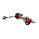 1pcs Rhinestone Crystal Heart Barbells Belly Button Rings Body Piercing red X5Z1