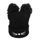 New Cat Ear Beanies Warm Winter Knitted Cute Cat Beard Crochet Braided Hat