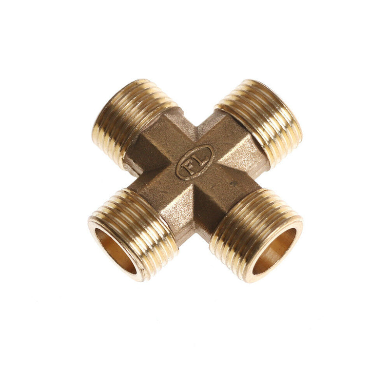 1/2" BSP Male Thread 4 Way Brass Cross Pipe Fitting Adapter Coupler Connector  Z