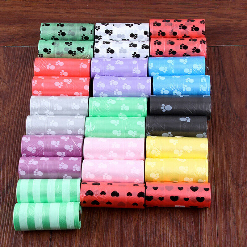 10 Roll 150Pcs Bags Pet Dog Puppy Waste Poo Poop Bag Printing Clean-up Dispens