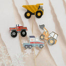 24pcs Cake Dessert Inserted Card Prod with Car Tractor Pattern