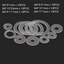 60pcs M3 M3.5 M7 Clear Nylon Plastic Flat Washers Kit Fit Metric Screws & Bolts