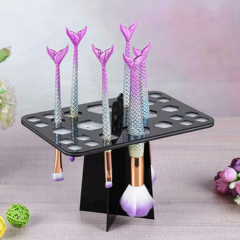 26holes Makeup Brush Drying Rack Brush Holder Cosmetics Makeup Tools Black