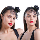 Flower Headband With Veil Floral Spider Headpiece Hair Garland Fancy Dress