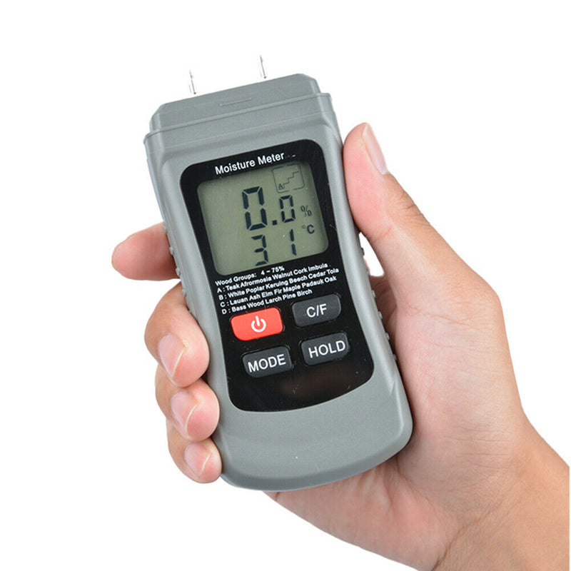 2 Pins LCD Digital Wood Moisture Meter Humidity Tester Timber Damp Detector A