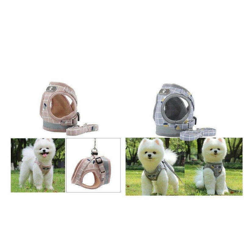 2pcs Breathable Pet Puppy Harness Vest Pet Training Traction Rope For Puppy