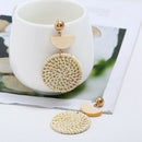 Korean Earrings For Women Wooden Straw Weave Rattan Earrings Round Vine Bra Y7H2