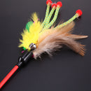 5pcs Funny Elastic Plastic Long Pole Colorful Flower Sticks Feather Tease A