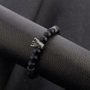 Fashion Men Black Crown Onyx Bracelet 8mm Stone Beads Charm Beaded Accessory