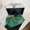 Elegant Women Chain Tote Bag Cloud Shoulder Handbag PU Clutch Purse (Green)