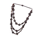 Womens Boho Layered Necklace, Wooden Geometric Beaded Pendant Necklace Ethnic