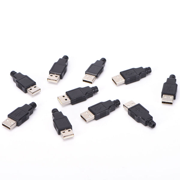 10x USB2.0 Type-A Plug 4-pin Male Adapter Connector jack&Black Plastic Cover SEA