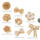 24Pcs Burlap Flowers,8 Styles Natural Handmade Rustic Rose Flower Bowknot W Z9S2