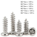 60Pcs M2 * 4-12mm Phillips Pan Head Self Tapping Screws Kit Ni-Plated Steel