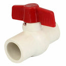 25mm x 25mm Red Handle Double Ports White PVC Pipe Connect Ball Valve