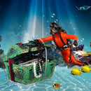 Frogman Diver Treasure Chest Shaped Action Air Ornament Fish Tank Aquarium HUI