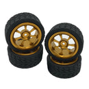 4pcs Tires Wheel Rims Set fits WLTOYS 144001 1:14 A959 A969 RC Truck Golden