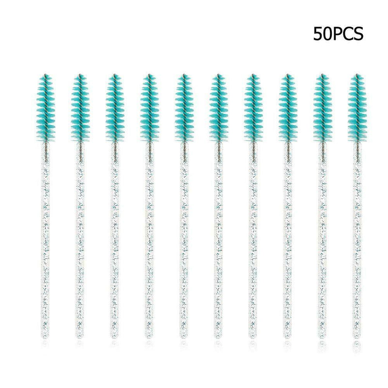 50pcs Disposable Makeup Eyelash Brush Mascara Wands Applicator (Lake Blue) A