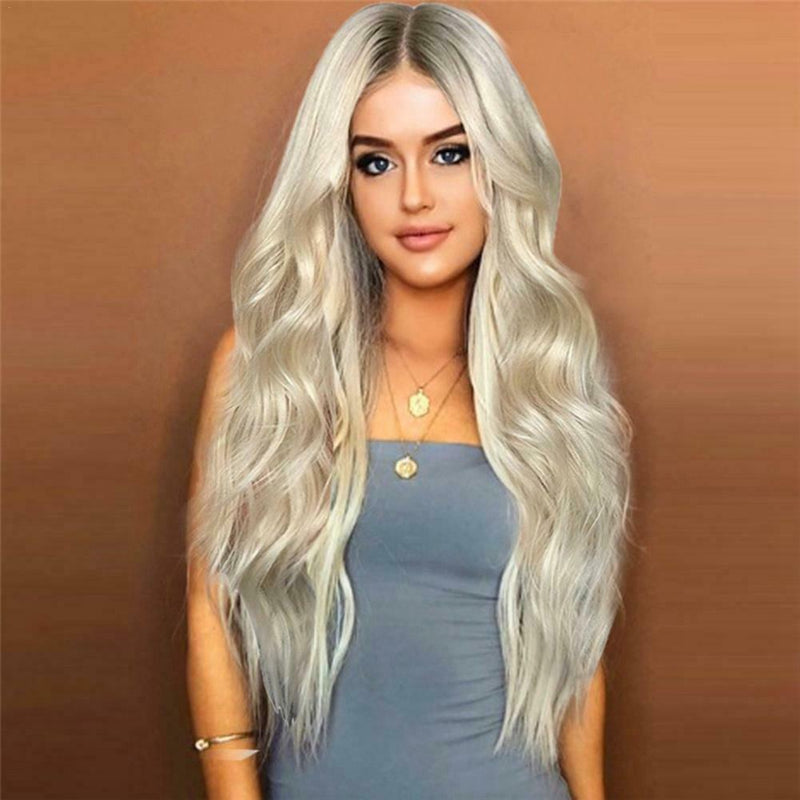 Women Cool Gradient Brown Blonde Long Full Wavy Wig Curly Natural Hair Wigs