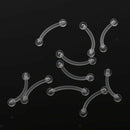 10 Pieces Curved Bend Cross Eyebrow Piercing Bar Ring Stud Clear Acrylic 18g