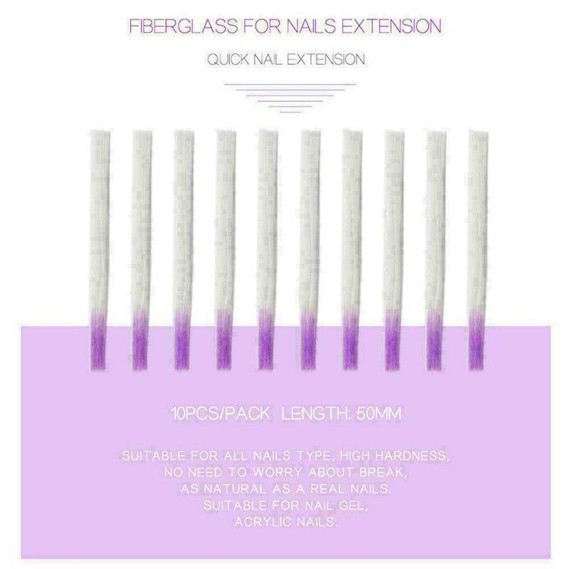 10pcs Fibernails Fiberglass For Nail Extension Acrylic Tips Salon Manicure R7E0