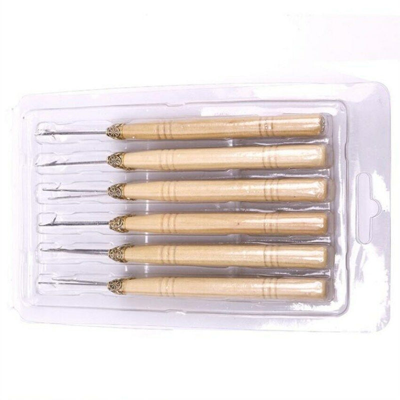 12pcs Short Wooden Latch Hook Pulling Needle Loop Needle for Hair Extensions