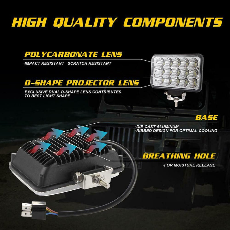 150W 4x6 LED Offroad Headlight Hi/Low Sealed Beam Light for Wrangler Truck A