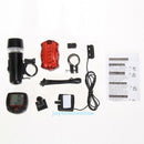 New Bicycle Speedometer + 5 LED Mountain Bike Cycling Head Light + Rear Lamp Set