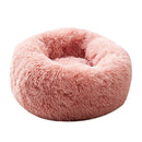 Round Soft Dog Bed Plush Kennel Nest Velvet Folding Pet Mat (Light Pink XS) A