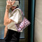 Fashion Plaid PU Women Handbag Totes Chain Underarm Shoulder Bags (Purple)
