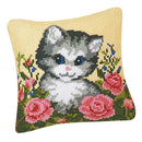 Embroidery Flowers & Cat Latch Hook Rug Kits for Beginners Adults 43x43cm