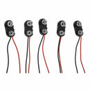 Black Red Long Cable Connection 9V Battery Clips Connector Buckle 5Pcs